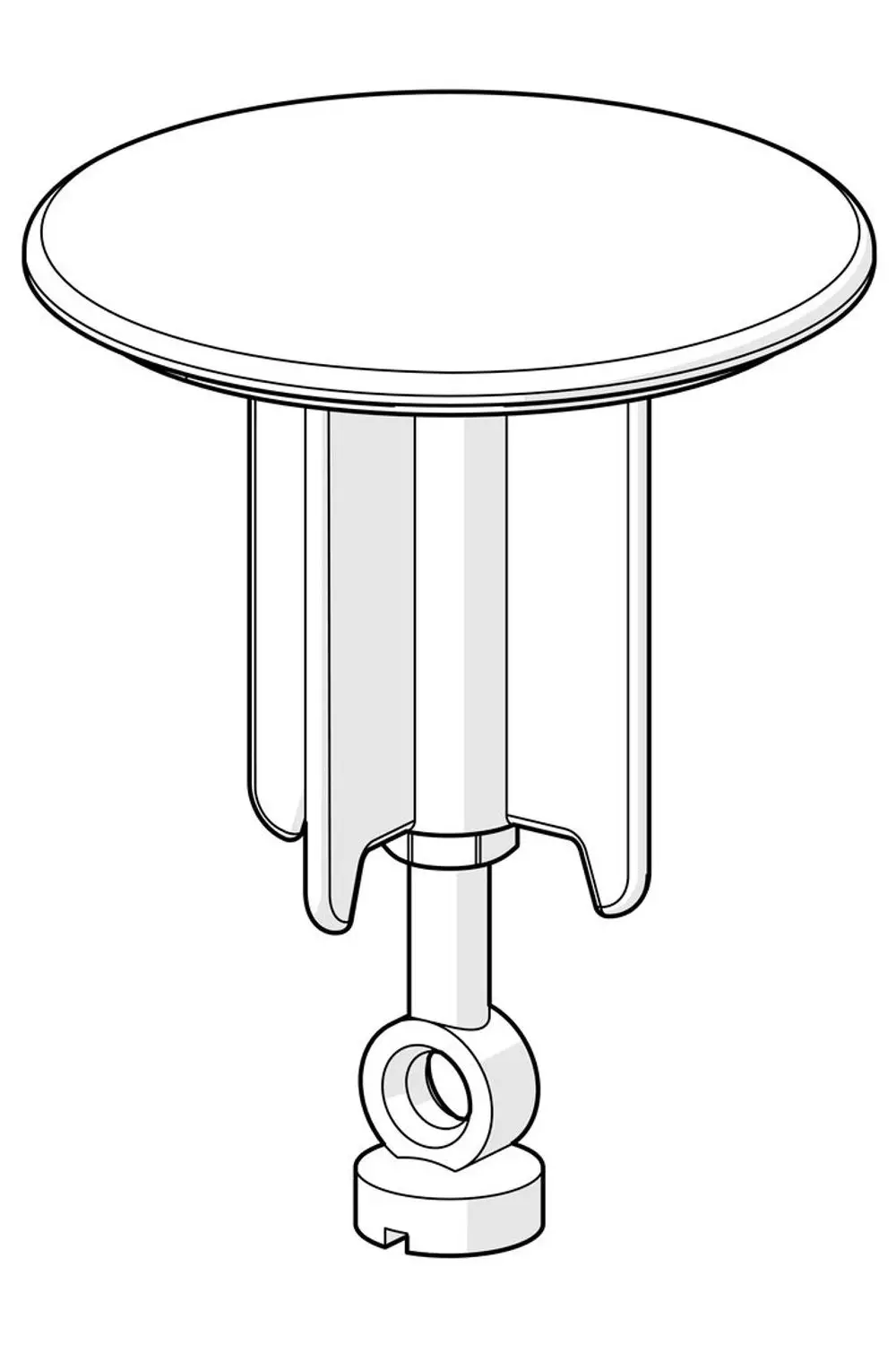 Chromfarbener Stopfen für eine Ablaufgarnitur, mit runder Oberfläche und einem Verbindungselement, hergestellt von HANSA. Geeignet für Abläufe mit einem Durchmesser von 63 mm.